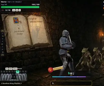 In the game: a wrong key, and the monster hits the hero for 5 HP